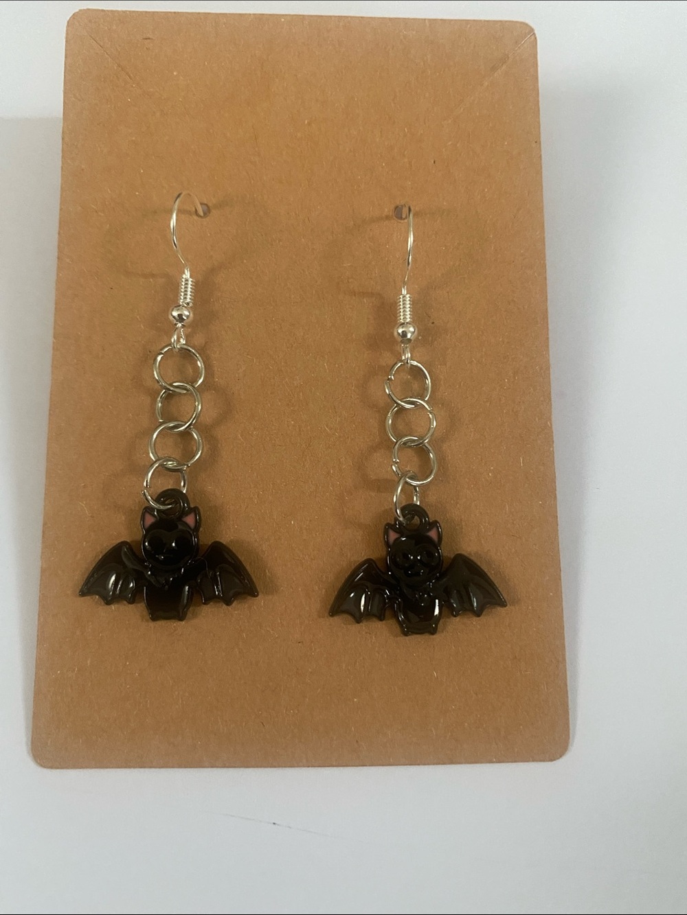Handcrafted Bat Dangle Earrings for Women - Black Gothic Drop Earrings